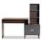 Baxton Studio Jaeger Modern Two-Tone Walnut Brown and Dark Grey Finished Wood Storage Desk with Shelves 182-11696-Zoro - alternate 6